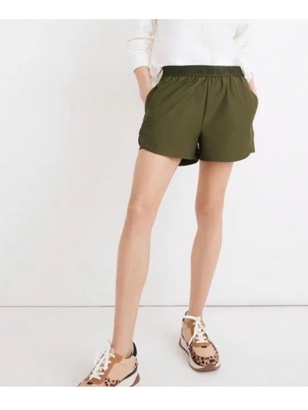 Madewell MWL Always Pull On Olive Green Shorts NWT M